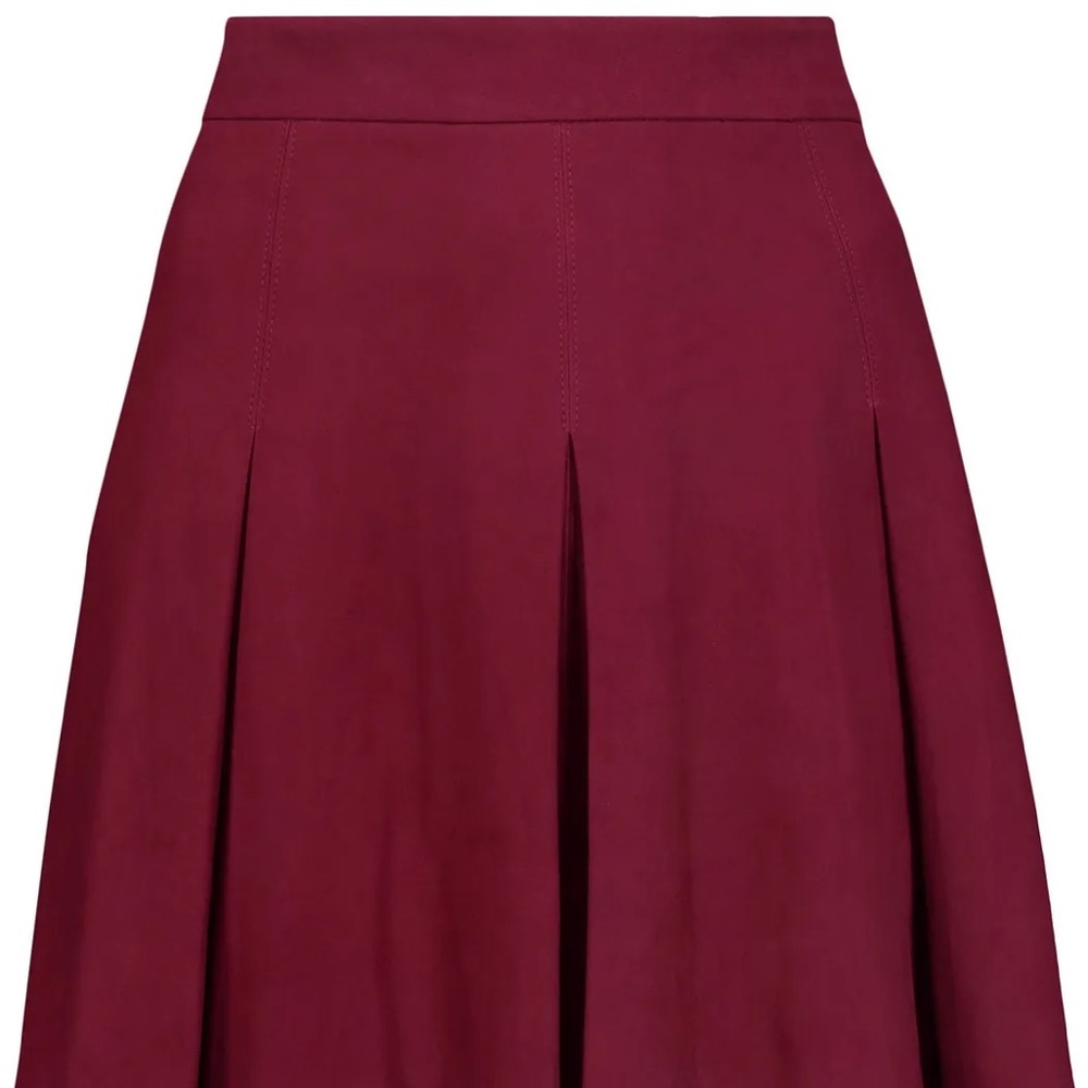 Alice & Olivia Lee Red Pleated Suede Mini Skirt - Picture 2 of 4
